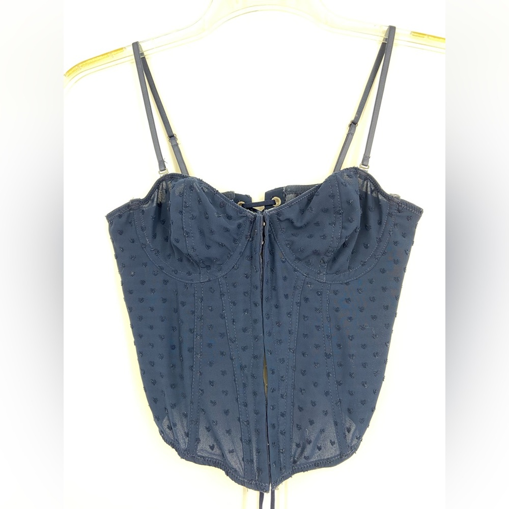 Urban Outfitters, Out From Under Ribbed, baby doll heart print Corset top.‎ SZ M